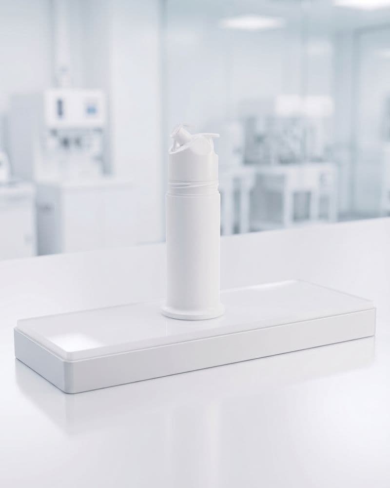 A white TPIT allergy toothpaste dispenser